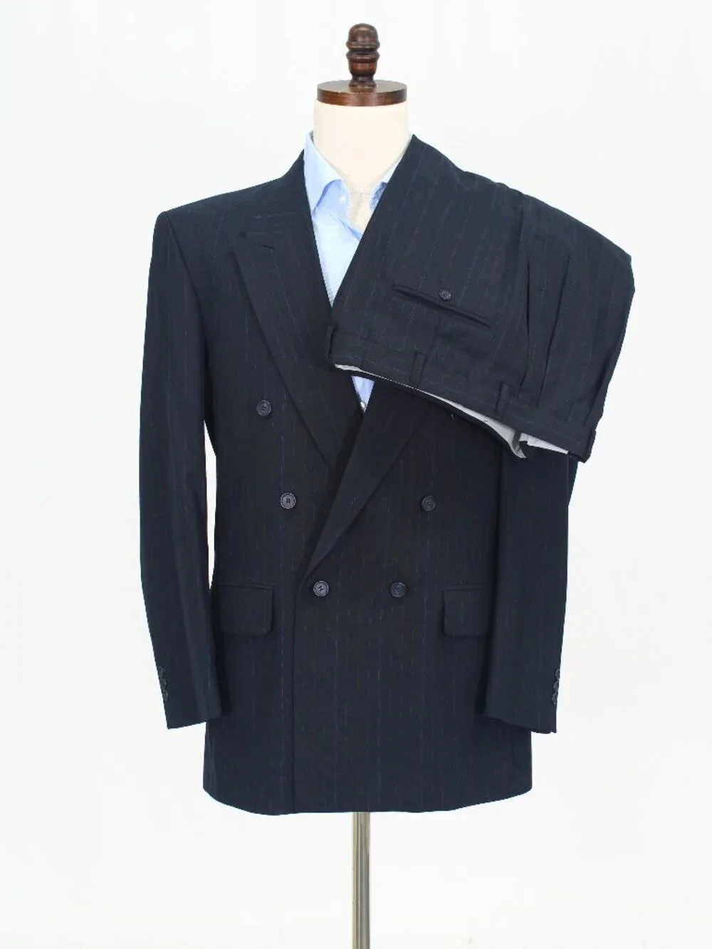Townscraft 40L 34x32 Navy Full Suit Double-Breasted Stripe R941